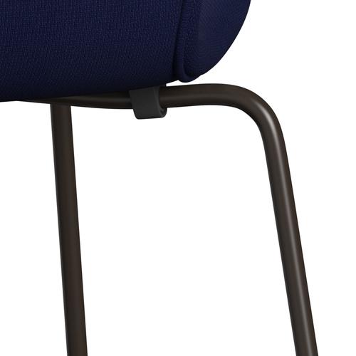 Fritz Hansen 3107 Silla tapicería completa, bronce marrón/fama azul oscuro (F66005)