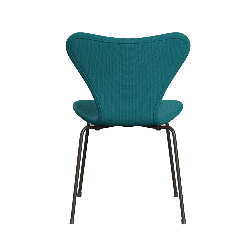 Fritz Hansen 3107 Silla tapicería completa, bronce marrón/fama verde turquesa