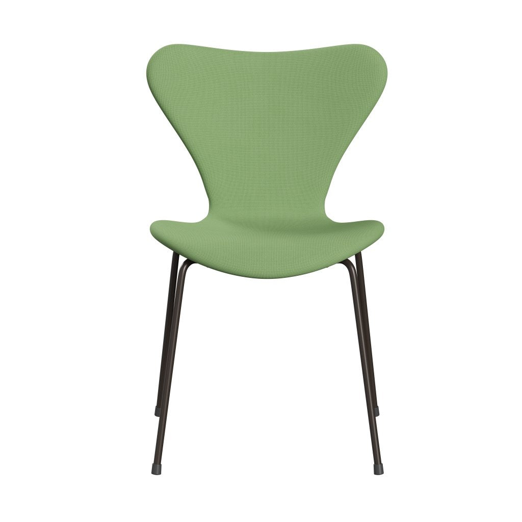 Fritz Hansen 3107 Silla tapicería completa, bronce marrón/fama verde claro