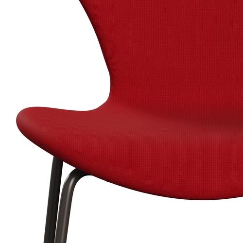 Fritz Hansen 3107 Stuhl Vollpolsterung, Braun Bronze/Feuerrot (F64089)