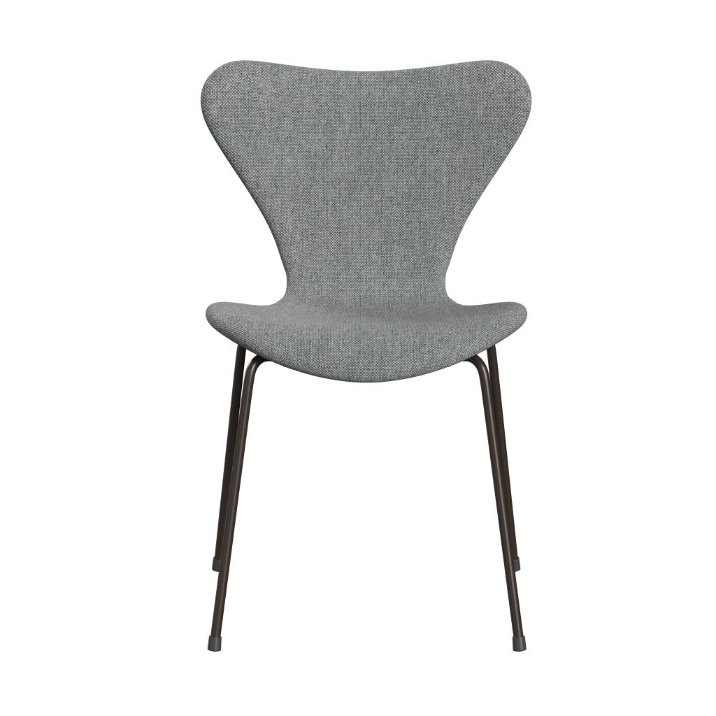 Fritz Hansen 3107 Chair Full Upholstery, Brown Bronze/Hallingdal White Grey