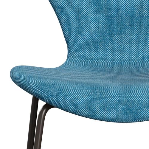 Fritz Hansen 3107 Stoel Volledige bekleding, bruin brons/Hallingdal White/Turquoise