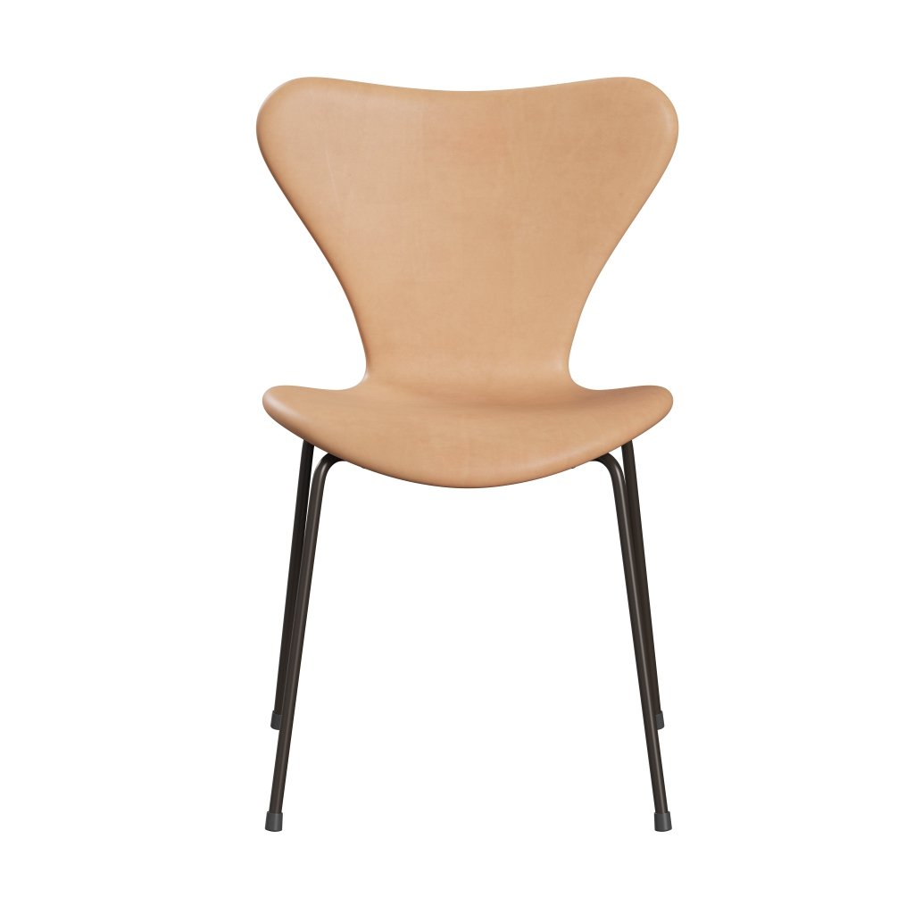 Fritz Hansen 3107 sedia piena rivestimento, bronzo marrone/pelle naturale