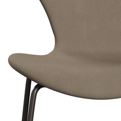 Fritz Hansen 3107 sedia piena tappezzeria, bronzo marrone/re lana beige/naturale