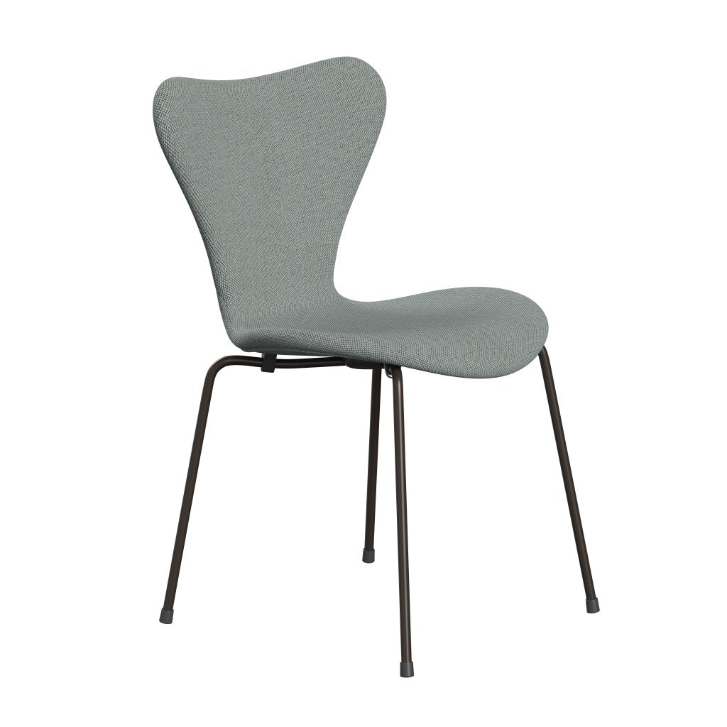 Fritz Hansen 3107 Chair Full Upholstery, Brown Bronze/Re Wool Pale Aqua