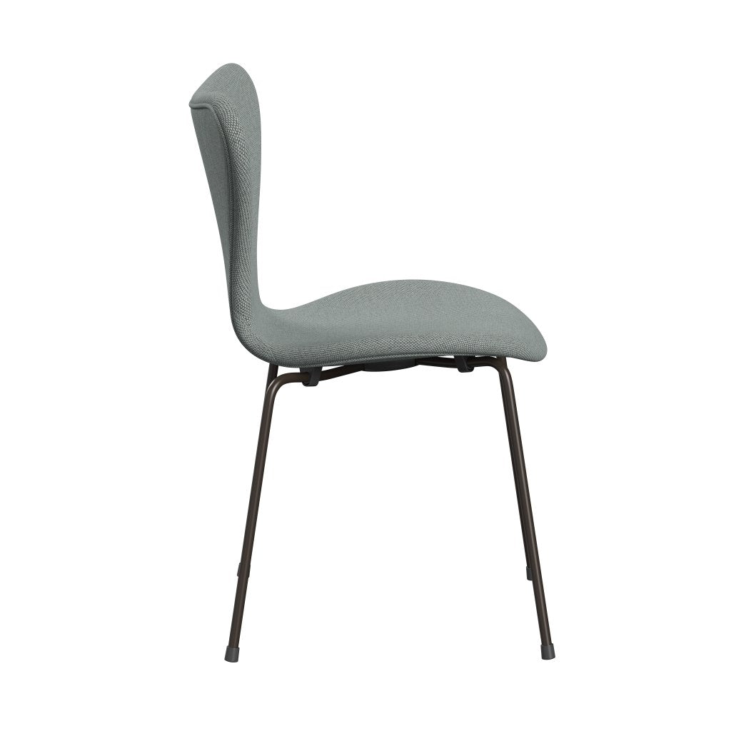 Fritz Hansen 3107 Stuhl Vollpolsterung, Braun Bronze/Re Wolle Pale Aqua