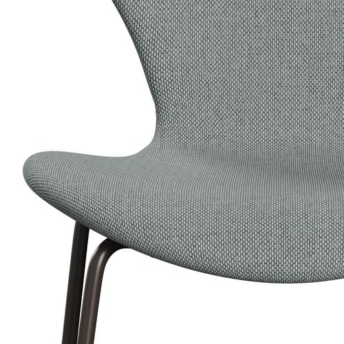 Fritz Hansen 3107 Stuhl Vollpolsterung, Braun Bronze/Re Wolle Pale Aqua