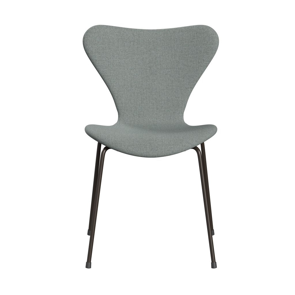 Fritz Hansen 3107 Silla tapicería completa, bronce marrón/re lana pálido aqua