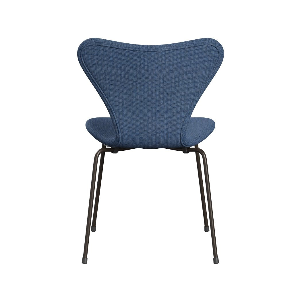 Fritz Hansen 3107 Chair Full Upholstery, Brown Bronze/Re Wool Blue/Natural