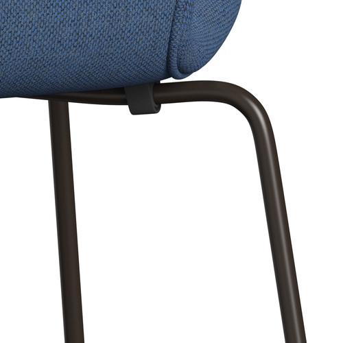 Fritz Hansen 3107 stol full klädsel, brun brons/re ullblå/naturlig