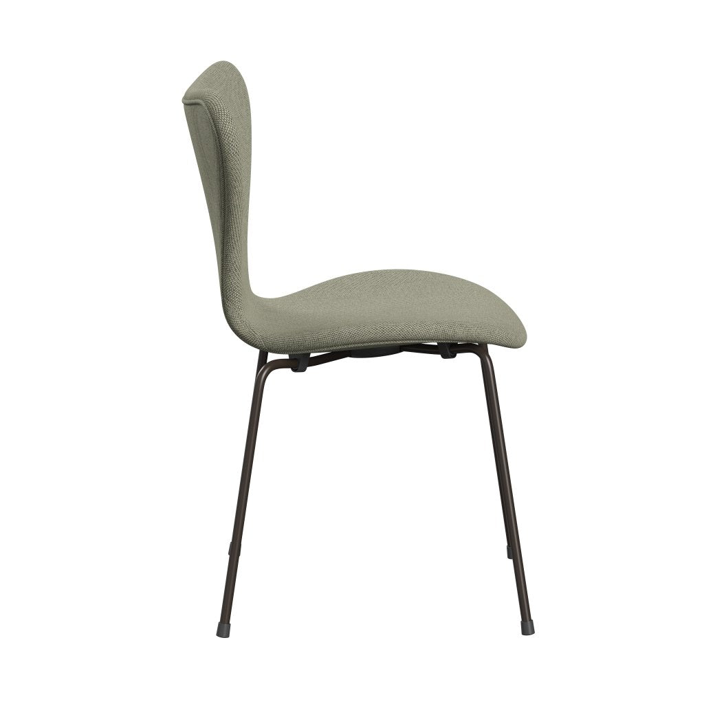 Fritz Hansen 3107 stol full klädsel, brun brons/re ull lime grön/naturlig