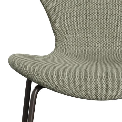 Fritz Hansen 3107 stol full klädsel, brun brons/re ull lime grön/naturlig