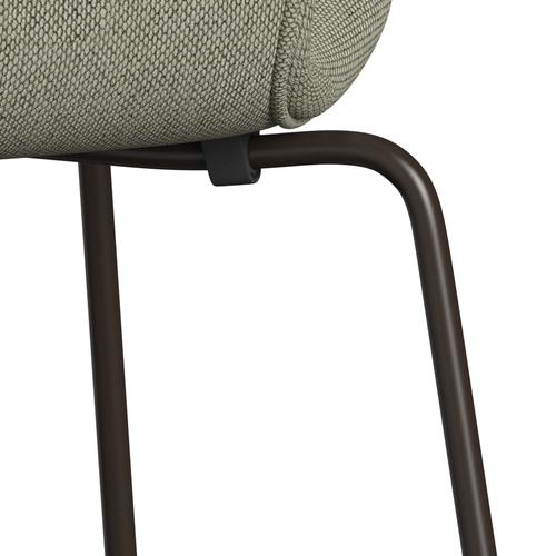 Fritz Hansen 3107 Chair Full Upholstery, Brown Bronze/Re Wool Lime Green/Natural