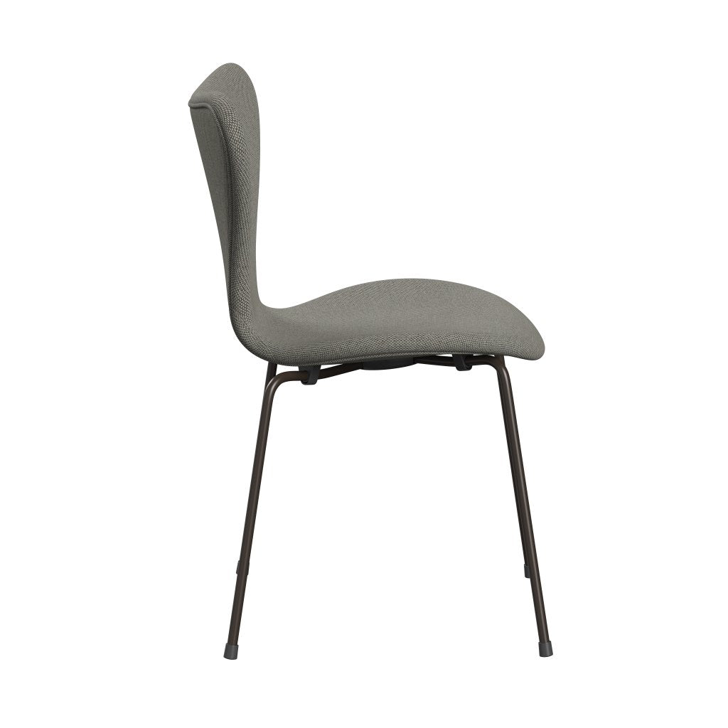 Fritz Hansen 3107 Stuhl Vollpolsterung, Braun-Bronze/Re Wool Grey Weiß/Plain