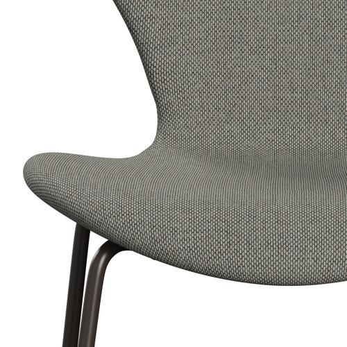 Fritz Hansen 3107 Stuhl Vollpolsterung, Braun-Bronze/Re Wool Grey Weiß/Plain