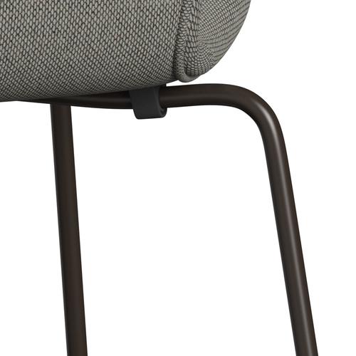 Fritz Hansen 3107 Stuhl Vollpolsterung, Braun-Bronze/Re Wool Grey Weiß/Plain