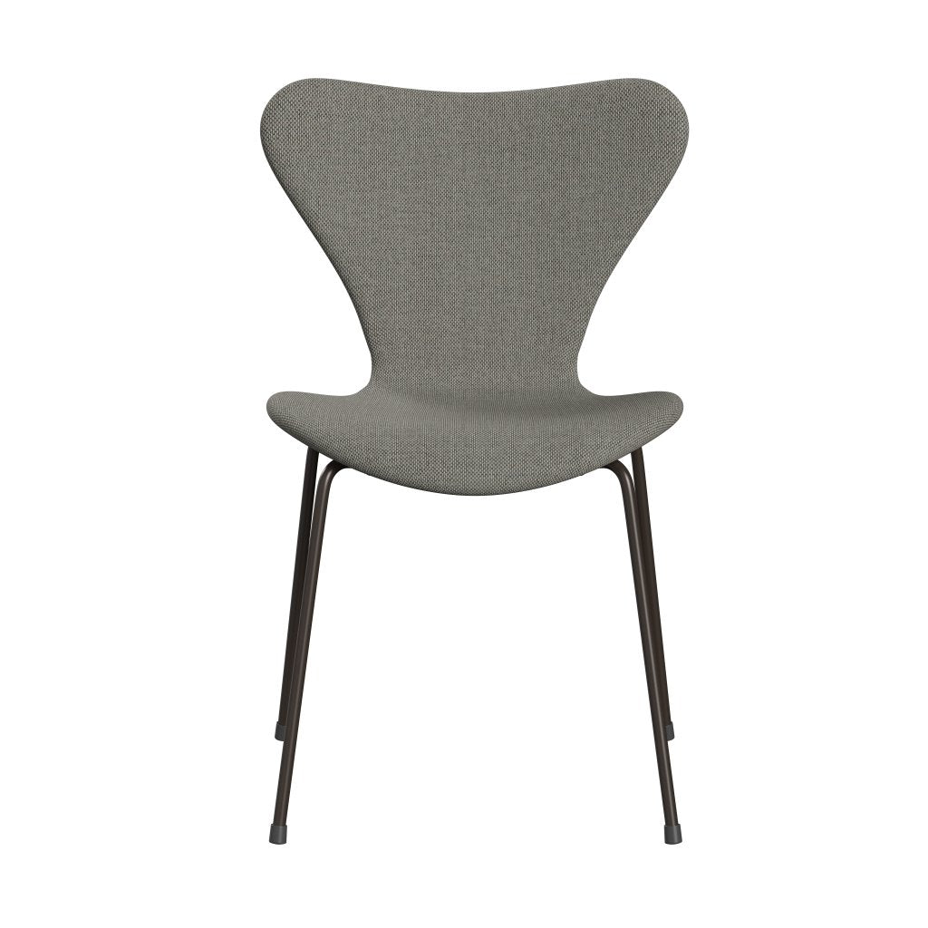 Fritz Hansen 3107 Silla tapicería completa, bronce marrón/re lana gris blanco/liso