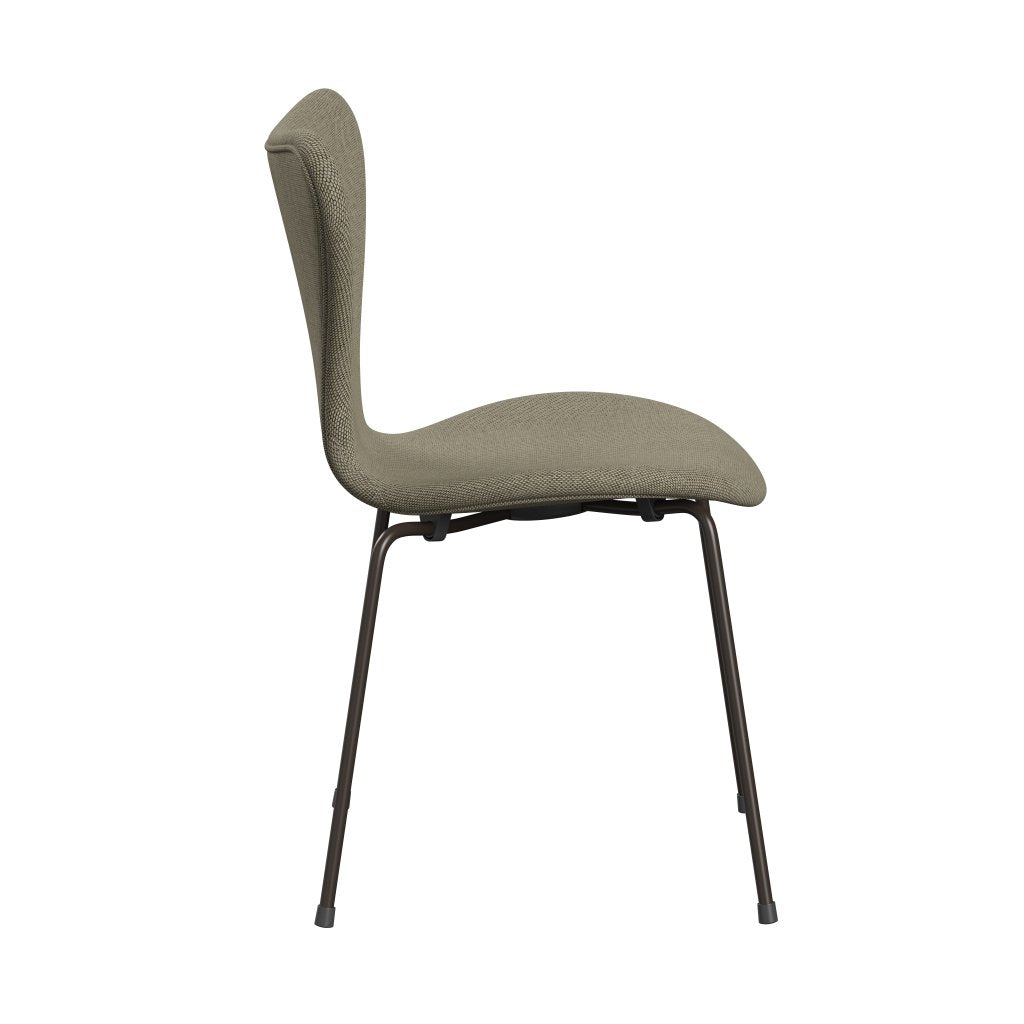 Fritz Hansen 3107 Chair Full Upholstery, Brown Bronze/Re Wool Light Beige/Natural