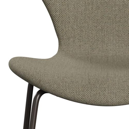 Fritz Hansen 3107 stoel Volledige bekleding, bruin brons/re wol licht beige/natuurlijk