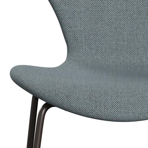 Fritz Hansen 3107 stol full møbeltrekk, brun bronse/re ull lyseblå/naturlig