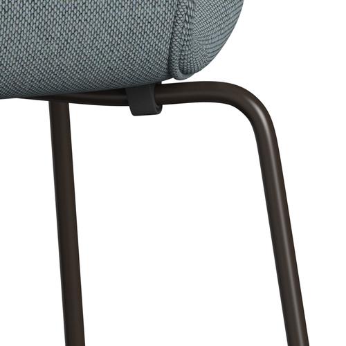 Fritz Hansen 3107 Silla tapicería completa, bronce marrón/re lana azul claro/natural