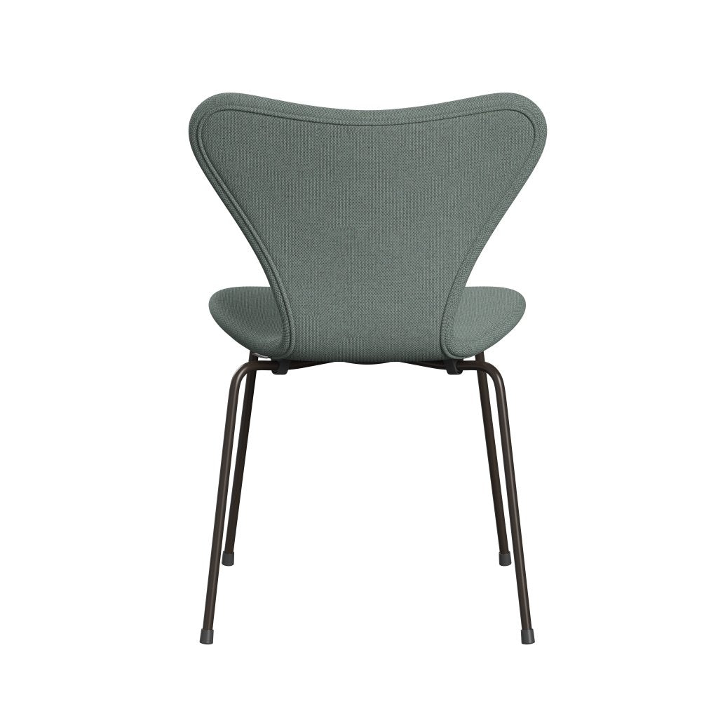 Fritz Hansen 3107 Silla tapicería completa, bronce marrón/re lana luz aguamarina/natural