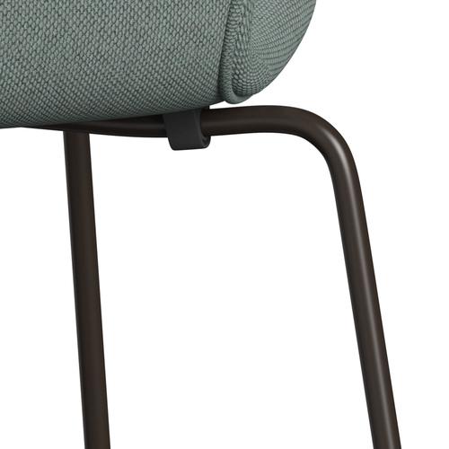 Fritz Hansen 3107 Chair Full Upholstery, Brown Bronze/Re Wool Light Aquamarine/Natural