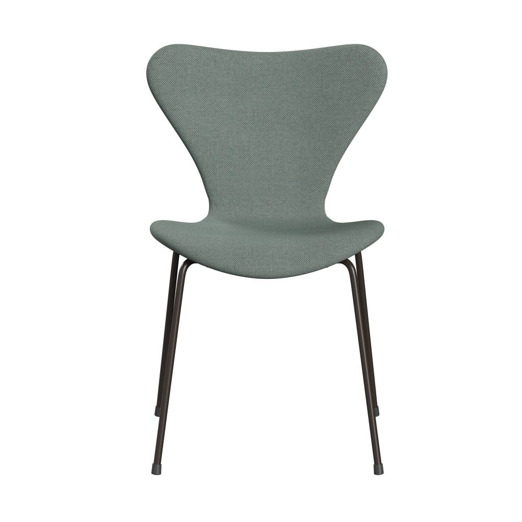 Fritz Hansen 3107 Chair Full Upholstery, Brown Bronze/Re Wool Light Aquamarine/Natural