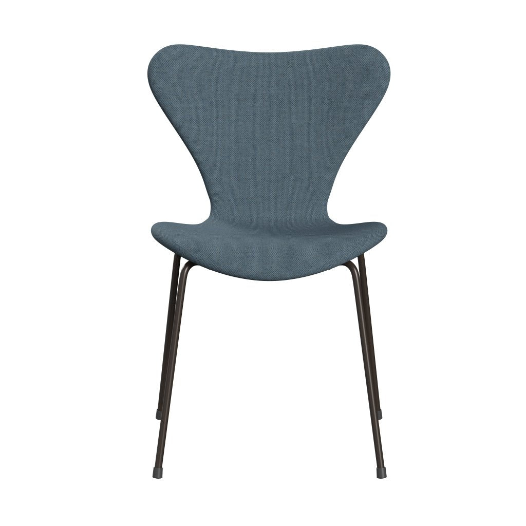 Fritz Hansen 3107 Chair Full Upholstery, Brown Bronze/Re Wool Natural/Light Blue