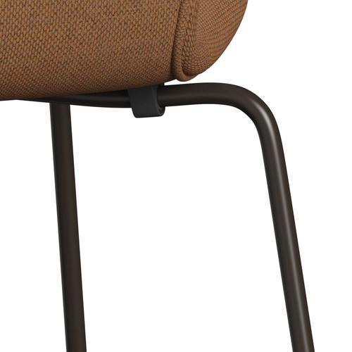 Fritz Hansen 3107 stoel Volledige bekleding, bruin brons/re wol ornage/natuurlijk