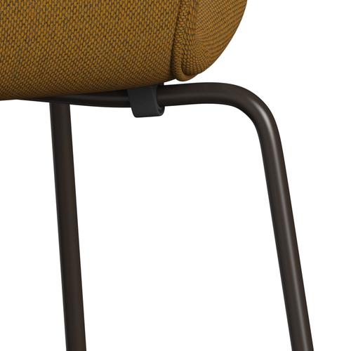 Fritz Hansen 3107 Chair Full Upholstery, Brown Bronze/Re Wool Saffron/Natural