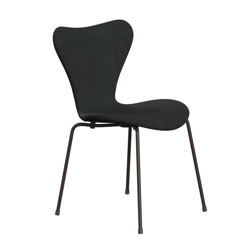 Fritz Hansen 3107 Stuhl Vollpolsterung, Braun Bronze/Re Wolle Schwarz/Natur