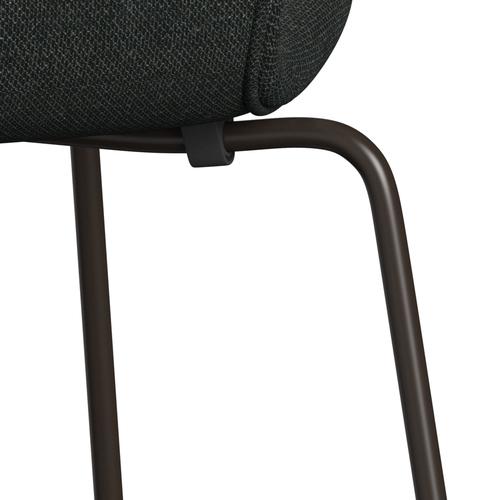 Fritz Hansen 3107 Stuhl Vollpolsterung, Braun Bronze/Re Wolle Schwarz/Natur