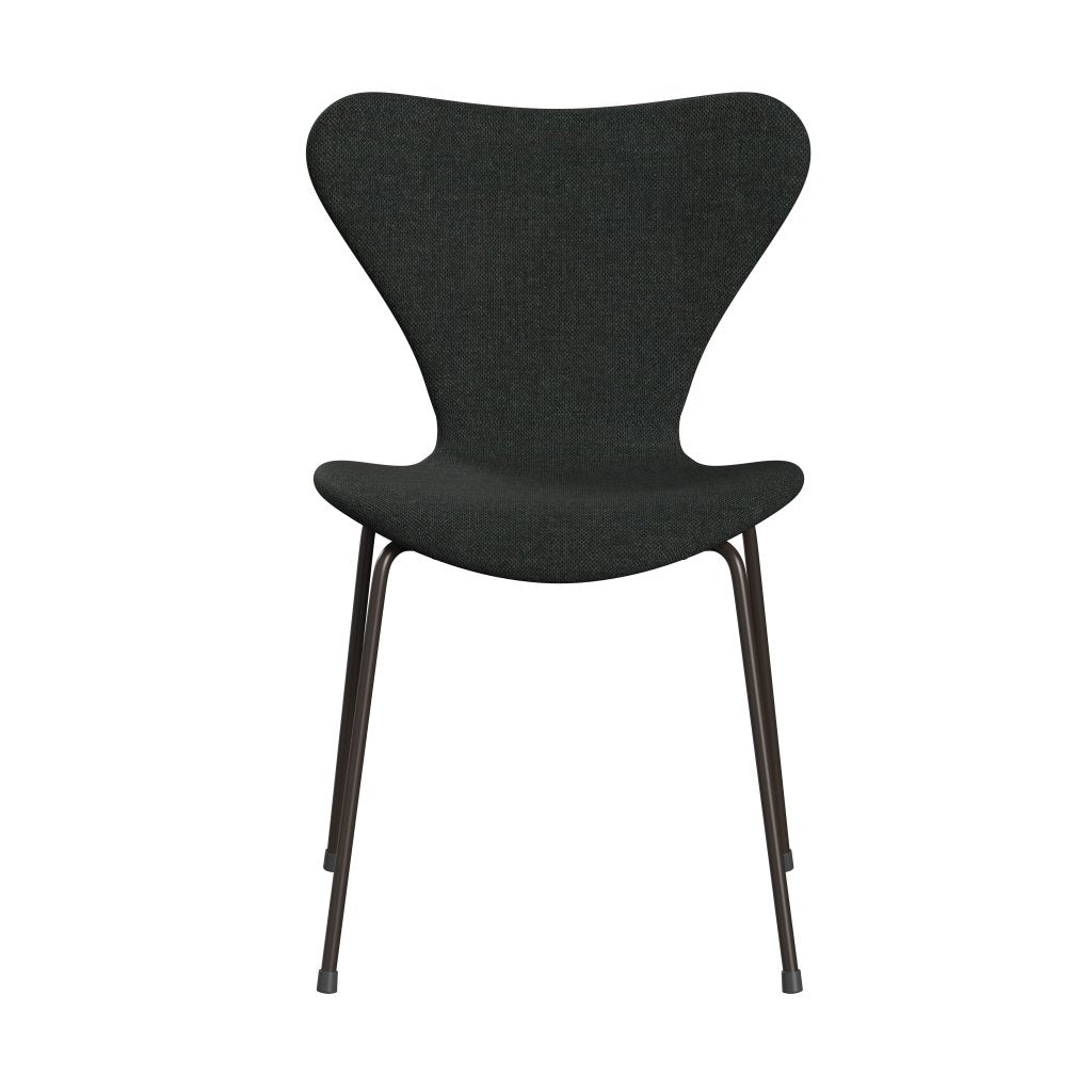 Fritz Hansen 3107 Stuhl Vollpolsterung, Braun Bronze/Re Wolle Schwarz/Natur