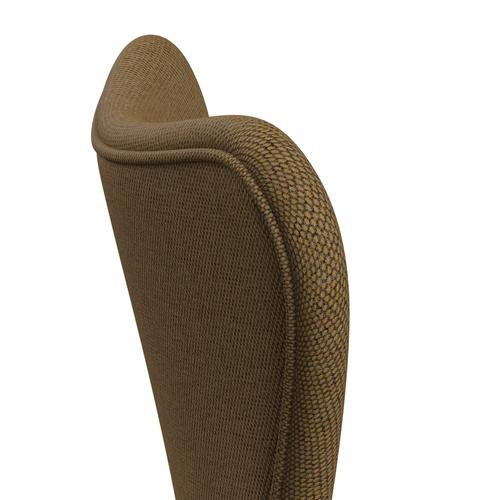 Fritz Hansen 3107 Chair Full Upholstery, Brown Bronze/Re Wool Mustard/Natural