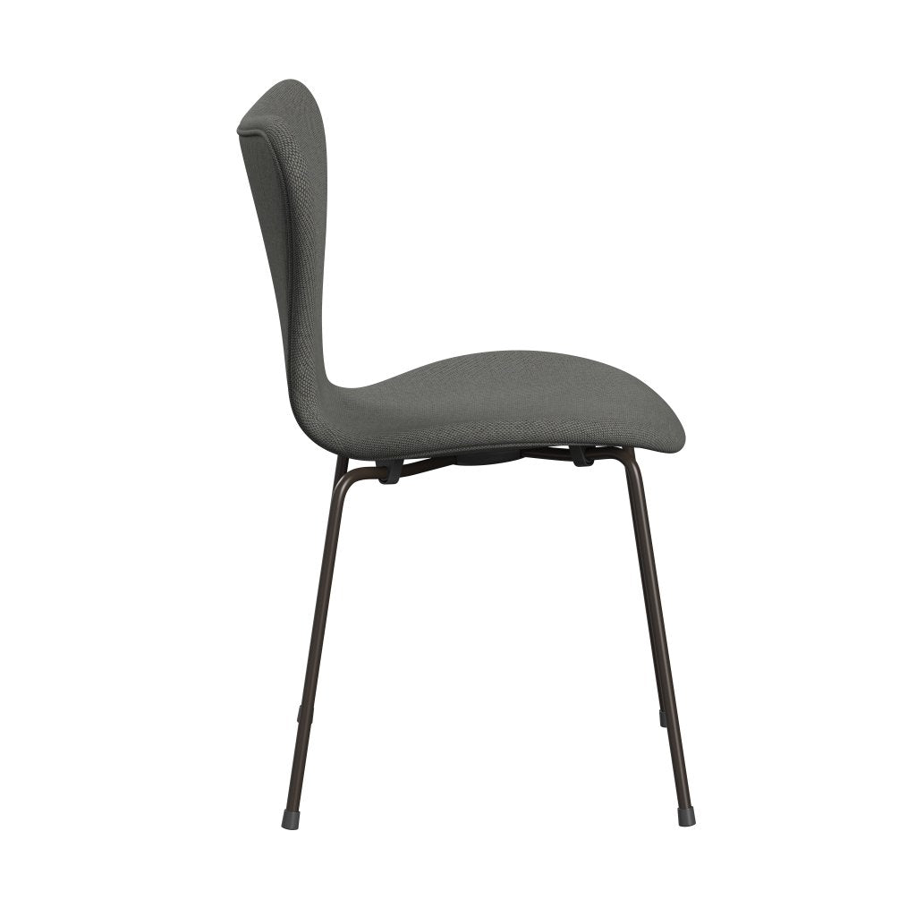 Fritz Hansen 3107 Stuhl Vollpolsterung, Braun Bronze/Re Wool Taupe/Natur