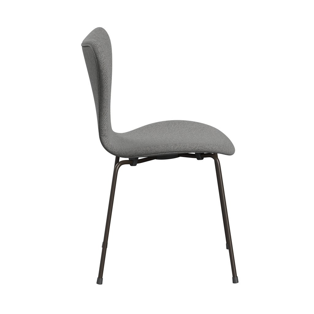 Fritz Hansen 3107 Stuhl Vollpolsterung, Braun Bronze/Re Wolle Wolle Weiß/Natur