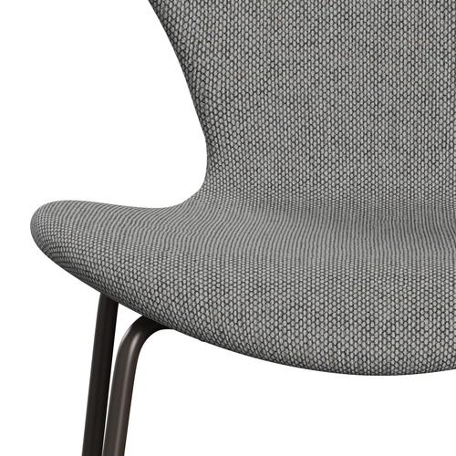 Fritz Hansen 3107 Stuhl Vollpolsterung, Braun Bronze/Re Wolle Wolle Weiß/Natur