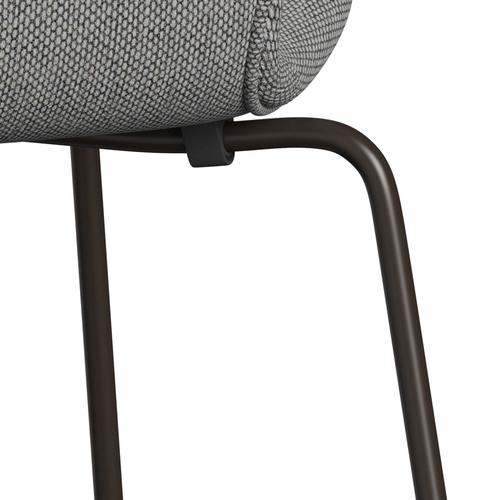 Fritz Hansen 3107 Stuhl Vollpolsterung, Braun Bronze/Re Wolle Wolle Weiß/Natur