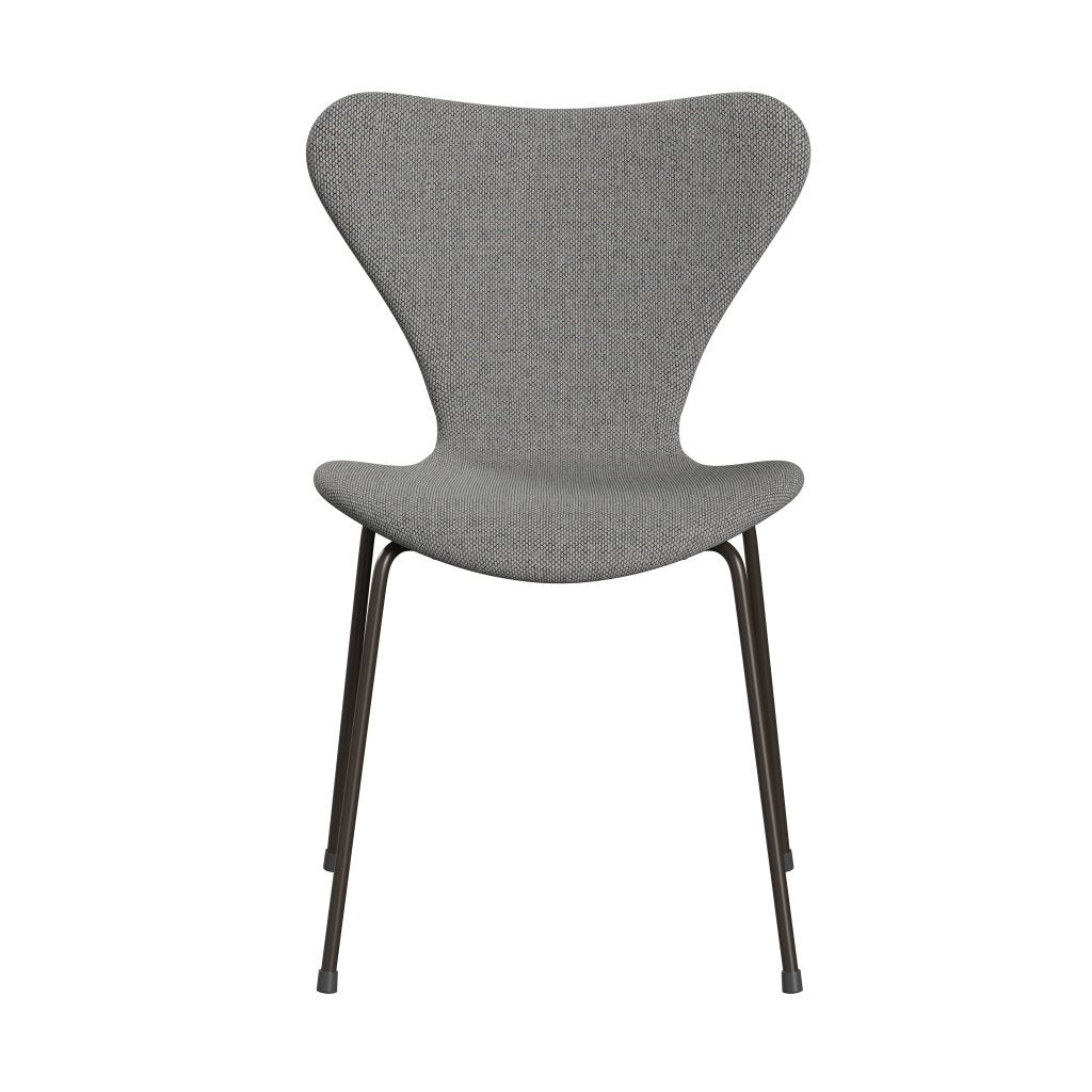 Fritz Hansen 3107 Stuhl Vollpolsterung, Braun Bronze/Re Wolle Wolle Weiß/Natur