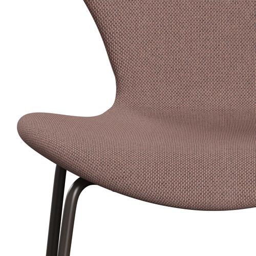 Fritz Hansen 3107 Silla tapicería completa, bronce marrón/re lana suave rosa/natural