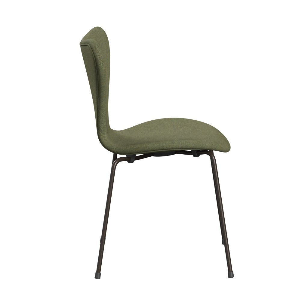 Fritz Hansen 3107 sedia piena rivestimento, bronzo marrone/remix verde