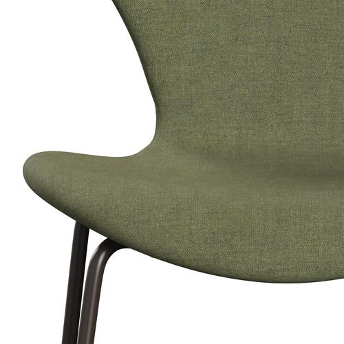 Fritz Hansen 3107 Stuhl Vollpolsterung, Braun Bronze/Remix Grün