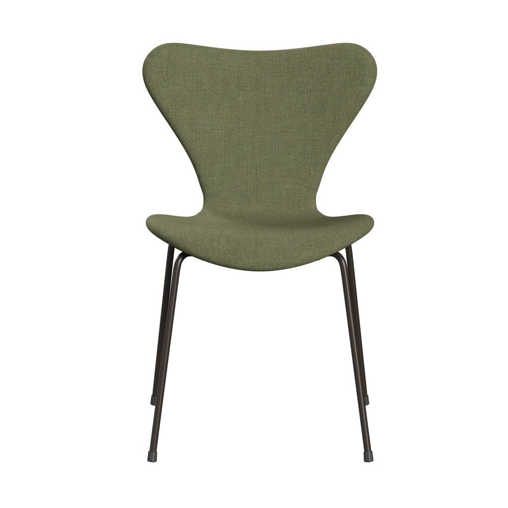 Fritz Hansen 3107 Silla tapicería completa, bronce marrón/remix verde