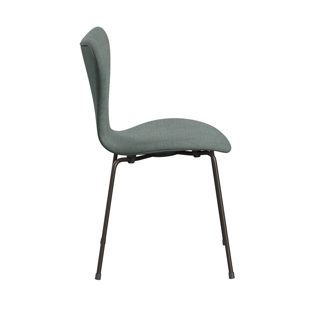 Fritz Hansen 3107 sedia piena tappezzeria, bronzo marrone/remix verde/grigio