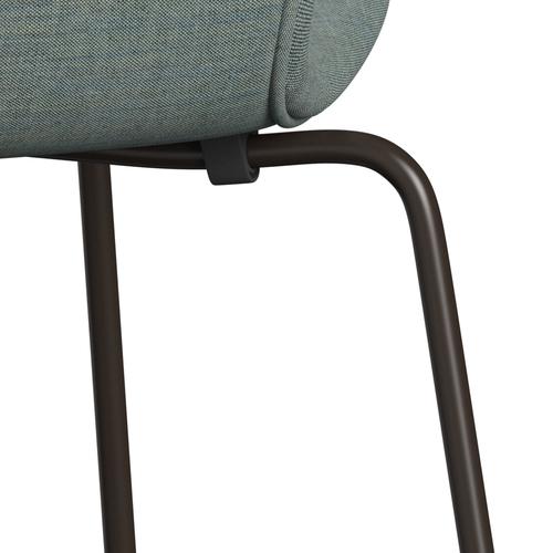 Fritz Hansen 3107 Stuhl Vollpolsterung, Braun Bronze/Remix Grün/Grau