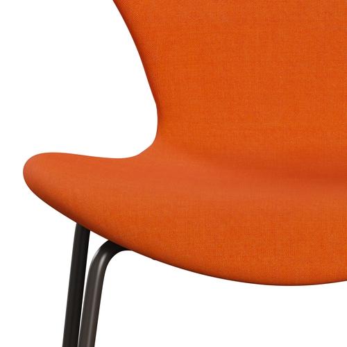 Fritz Hansen 3107 stol full møbeltrekk, brun bronse/remix lys oransje