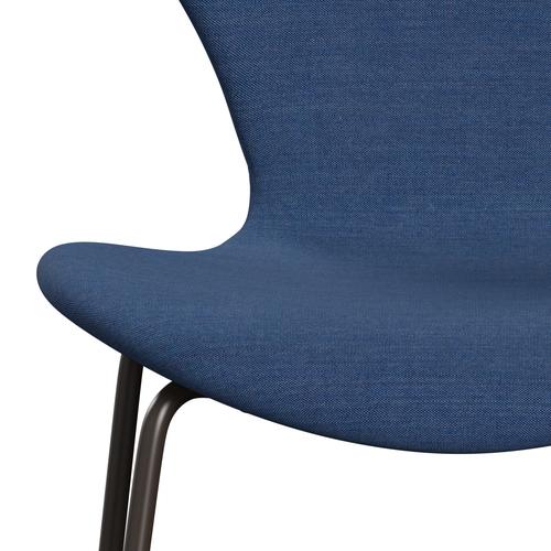 Fritz Hansen 3107 Chair Full Upholstery, Brown Bronze/Remix Cobalt Blue