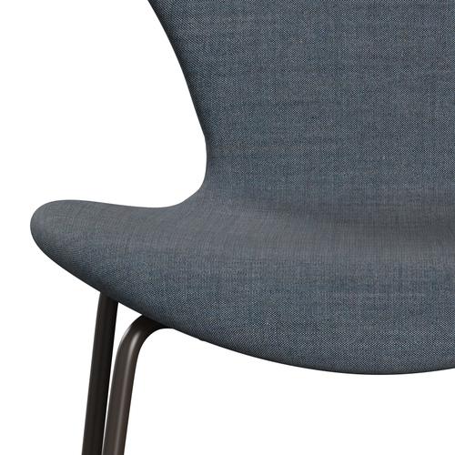 Fritz Hansen 3107 stol fuld polstring, brun bronze/remix benzinblå mørk