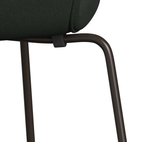 Fritz Hansen 3107 sedia piena rivestimento, bronzo marrone/albero in acciaio verde armata verde